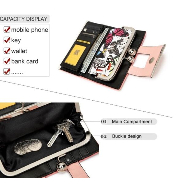 🦋🦋Women Wallet Leather Large Capacity Long Wallet, with 10-card slots and clips - Picture 2 of 5